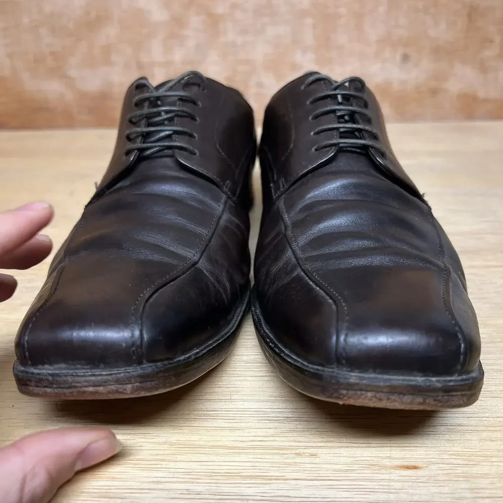 Hugo Boss Bicycle Toe Derby Shoes Men Size 12 Dark Brown Leather Comfort Oxford